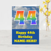 Bewolkte blauwe hemel, regenboogpatroon "44" Verja Kaart (Gele Bloem)