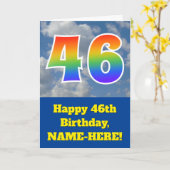 Bewolkte blauwe hemel, regenboogpatroon "46" Verja Kaart (Gele Bloem)