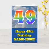 Bewolkte blauwe hemel, regenboogpatroon "49" Verja Kaart (Gele Bloem)