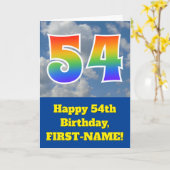 Bewolkte blauwe hemel, regenboogpatroon "54" Verja Kaart (Gele Bloem)