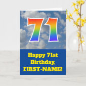 Bewolkte blauwe hemel, regenboogpatroon "71" Verja Kaart (Gele Bloem)