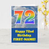 Bewolkte blauwe hemel, regenboogpatroon "72" Verja Kaart (Gele Bloem)