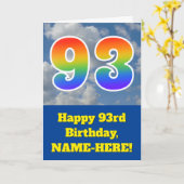 Bewolkte blauwe hemel, regenboogpatroon "93" Verja Kaart (Gele Bloem)