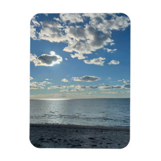 Bewolkte Blauwe Lucht Lege Strand  Magneet