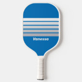 Bewolkte Blauwe Lucht Over Gestreept Met Naam Pickleball Paddle (Achterkant)