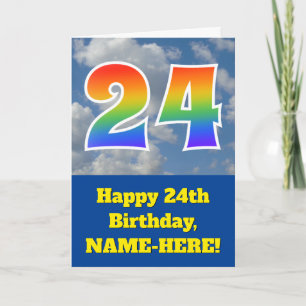 Bewolkte Blauwe Lucht, Regenboog Patroon "24" Verj Kaart
