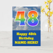 Bewolkte Blauwe Lucht, Regenboog Patroon "48" Verj Kaart (Gele Bloem)