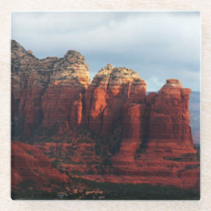 Bewolkte Coffee Pot Rock in Sedona Arizona Glazen Onderzetter
