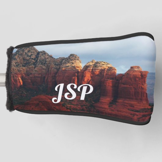 Bewolkte Coffee Pot Rock in Sedona Arizona Golfheadcover (Voorkant)