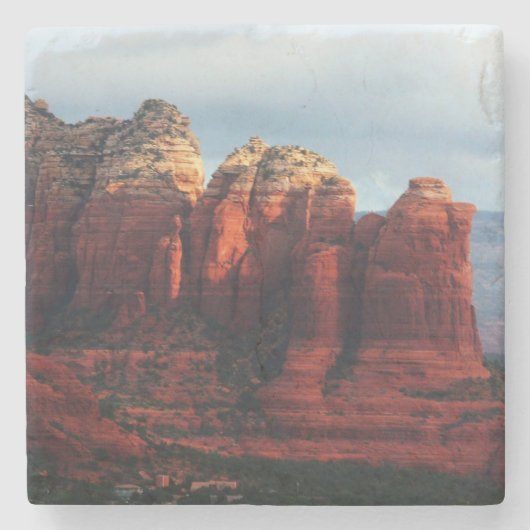 Bewolkte Coffee Pot Rock in Sedona Arizona Stenen Onderzetter (Voorkant)