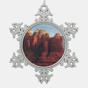 Bewolkte Coffee Pot Rock in Sedona Arizona Tin Sneeuwvlok Ornament