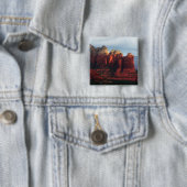 Bewolkte Coffee Pot Rock in Sedona Arizona Vierkante Button 5,1 Cm (In situ)