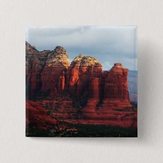 Bewolkte Coffee Pot Rock in Sedona Arizona Vierkante Button 5,1 Cm (Voorkant)