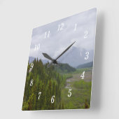 Bewolkte Denali-wandklok Vierkante Klok (Hoek)