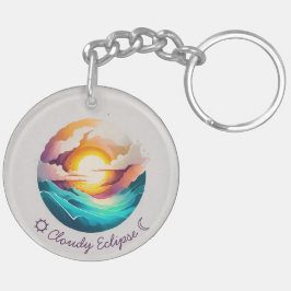 Bewolkte eclips Acryl Sleutelhanger
