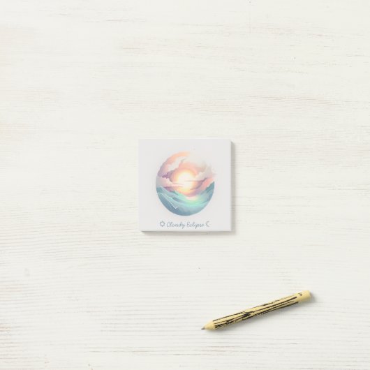 Bewolkte Eclipse Logo Notities Post-it® Notes (Op bureau)