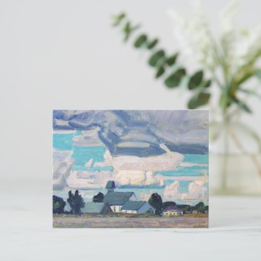 Bewolkte hemel, Thornhill Church, beroemd schilder Briefkaart (Staand voorkant)