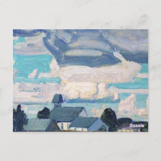 Bewolkte hemel, Thornhill Church, beroemd schilder Briefkaart (Achterkant)