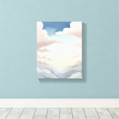 bewolkte hemel | Waterverf hemelsblauwe wolken Canvas Afdruk (Insitu (Houten vloer))