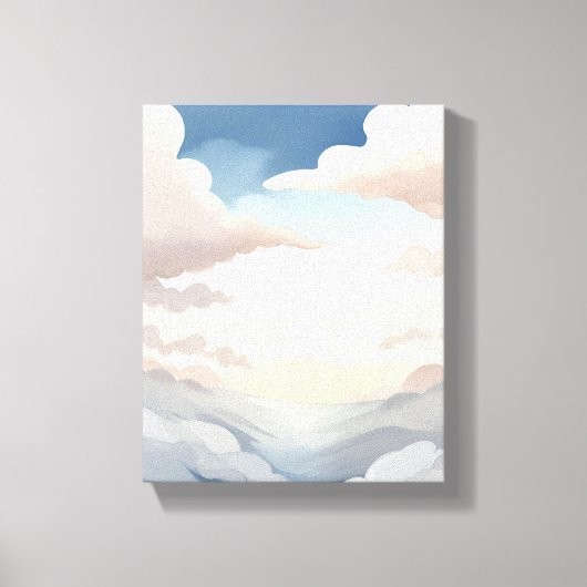 bewolkte hemel | Waterverf hemelsblauwe wolken Canvas Afdruk (Voorkant)