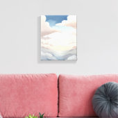 bewolkte hemel | Waterverf hemelsblauwe wolken Canvas Afdruk (Insitu (Woonkamer))