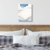 bewolkte hemel | Waterverf hemelsblauwe wolken Canvas Afdruk (Insitu (Slaapkamer))