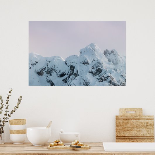 Bewolkte lucht berg zonsondergang poster (Keuken)