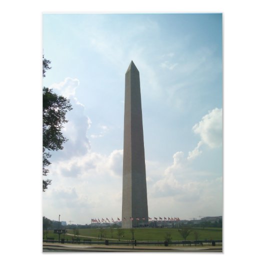 Bewolkte lucht en Washington Monument Foto Afdruk (Voorkant)