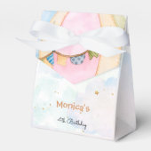 Bewolkte lucht hete luchtballonnen kinderen verjaa bedankdoosjes (Voorkant Zijde)