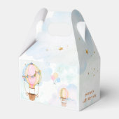 Bewolkte lucht hete luchtballonnen kinderen verjaa bedankdoosjes (Achterkant)