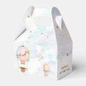 Bewolkte lucht hete luchtballonnen kinderen verjaa bedankdoosjes (Voorkant Zijde)