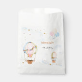 Bewolkte lucht hete luchtballonnen kinderen verjaa bedankzakje (Voorkant)