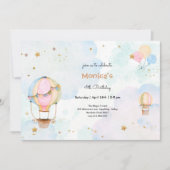 Bewolkte lucht hete luchtballonnen kinderen verjaa kaart (Voorkant)