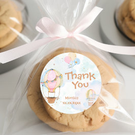 Bewolkte lucht hete luchtballonnen kinderen verjaa ronde sticker