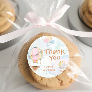 Bewolkte lucht hete luchtballonnen kinderen verjaa ronde sticker