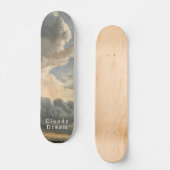 Bewolkte Lucht, Witte Schrift, Rustige Rit Persoonlijk Skateboard (Voorkant)