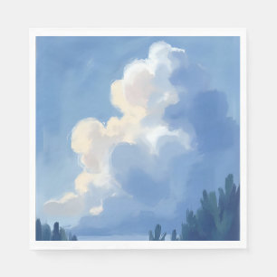 Bewolkte luchten Waterverfschilderij van Blauwe Servet
