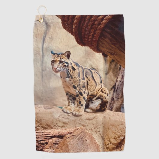 bewolkte luipaard foto natuur natuurleven exotisch golfhanddoek (Voorkant)