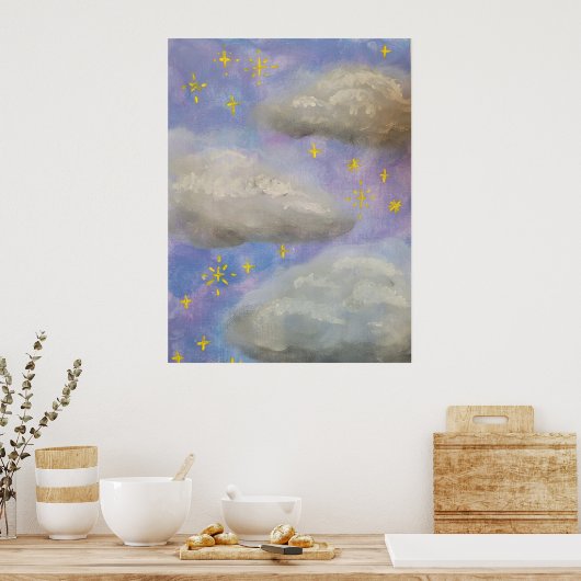 bewolkte nachten poster (Keuken)