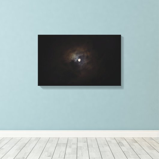 Bewolkte Nachtmaan Canvas Afdruk (Insitu (Houten vloer))