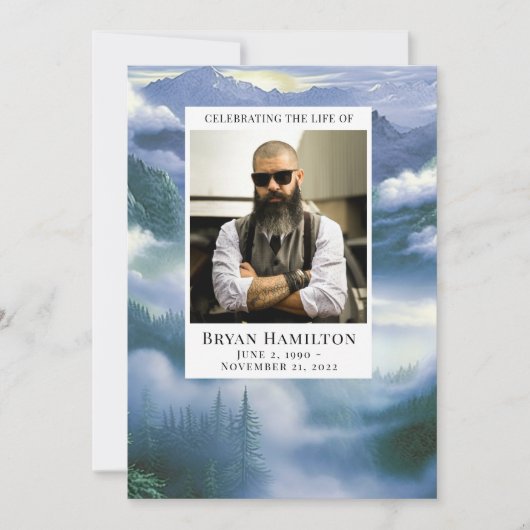 Bewolkte Natuur Waterverf Begrafenisprogramma Kaart (Voorkant)