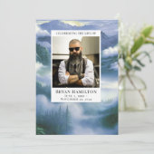 Bewolkte Natuur Waterverf Begrafenisprogramma Kaart (Staand voorkant)