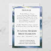 Bewolkte Natuur Waterverf Begrafenisprogramma Kaart (Achterkant)