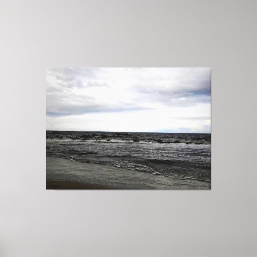 Bewolkte Oceaankust Canvas Afdruk (Voorkant)