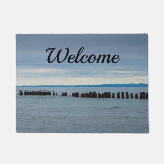 Bewolkte Welkommat bij Whitefish Bay Deurmat (Voorkant)