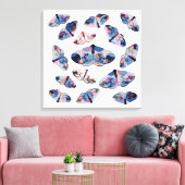 Bewolkte zilveren mot - Blauw - Canvas Afdruk (Insitu (Woonkamer))