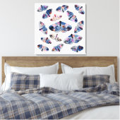 Bewolkte zilveren mot - Blauw - Canvas Afdruk (Insitu (Slaapkamer))