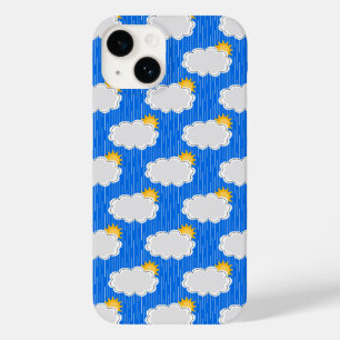 Bewolkte Zonnige Regen Patroon Ontwerp Blauw Case-Mate iPhone 14 Hoesje