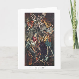 Bewondering van de Herders door Greco Gr Kaart