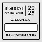 Bewoner Werknemer Parkeervergunning Voertuigdeur Raamsticker (Vel)